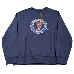 Polo Ralph Lauren Sweatshirt Mens XL Navy‎ Blue Logo 1967 Fleece P Wing $148